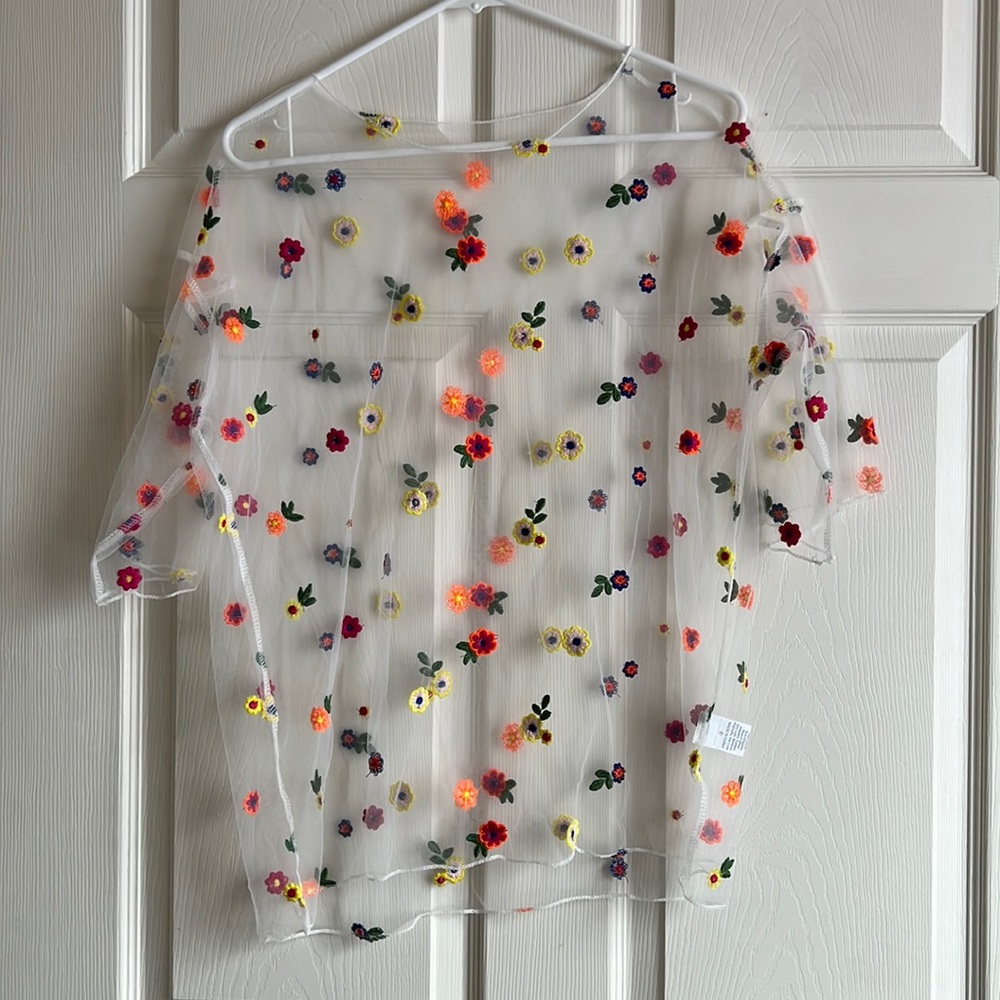 Sheer Embroidered Floral Top